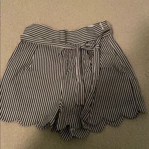 gray and white shorts